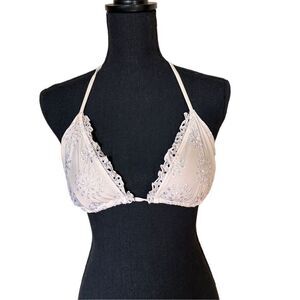 Joe Fresh Cream Eye-Lit Adjustable Triangle Bikini Top